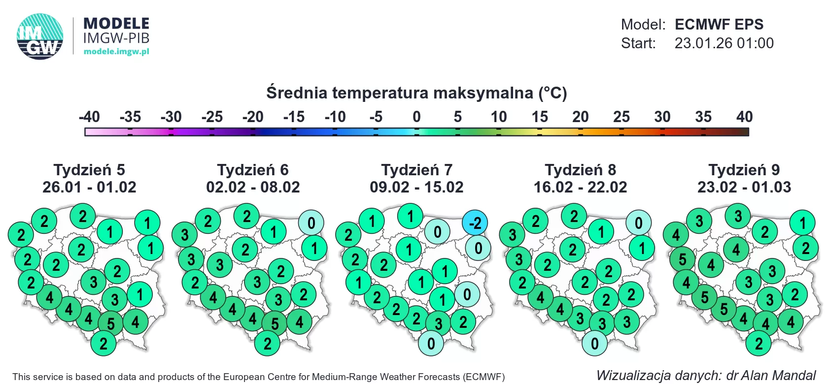 Prognoza na luty. Fot. IMGW.