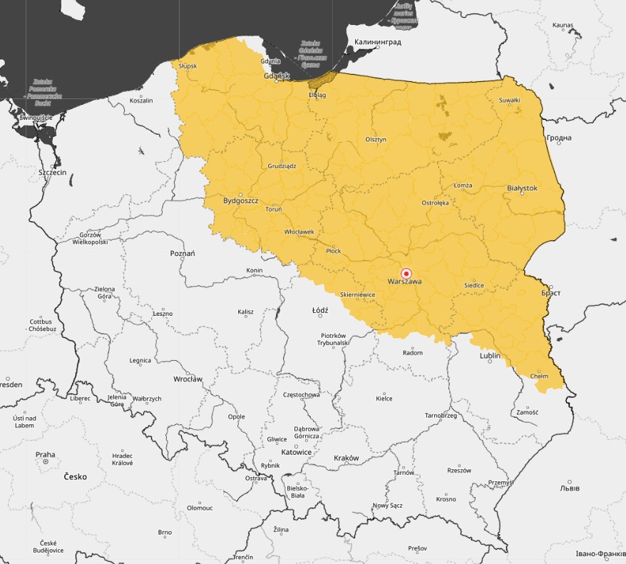 Mapa alertów IMGW. Fot. IMGW